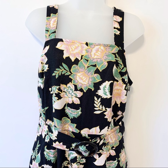 Who What Wear Linen Blend Floral Belted Dress Small - Picture 5 of 13